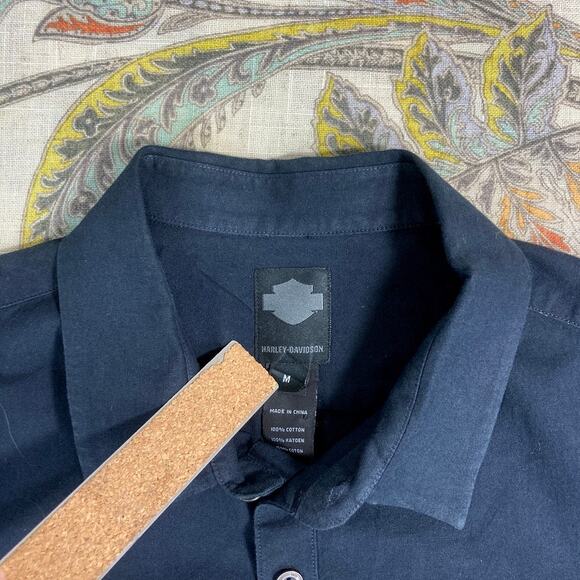 Harley Davidson Black Short Sleeve Button Shirt M - Picture 4 of 7